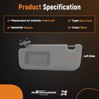 Driver Side Sun Block for Toyota Corolla (2009-2013) Gray