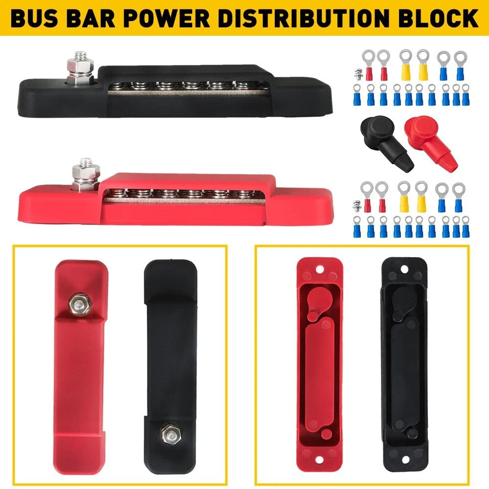 Set of 2 Power Distribution Blocks for 12V DC Systems (180A)