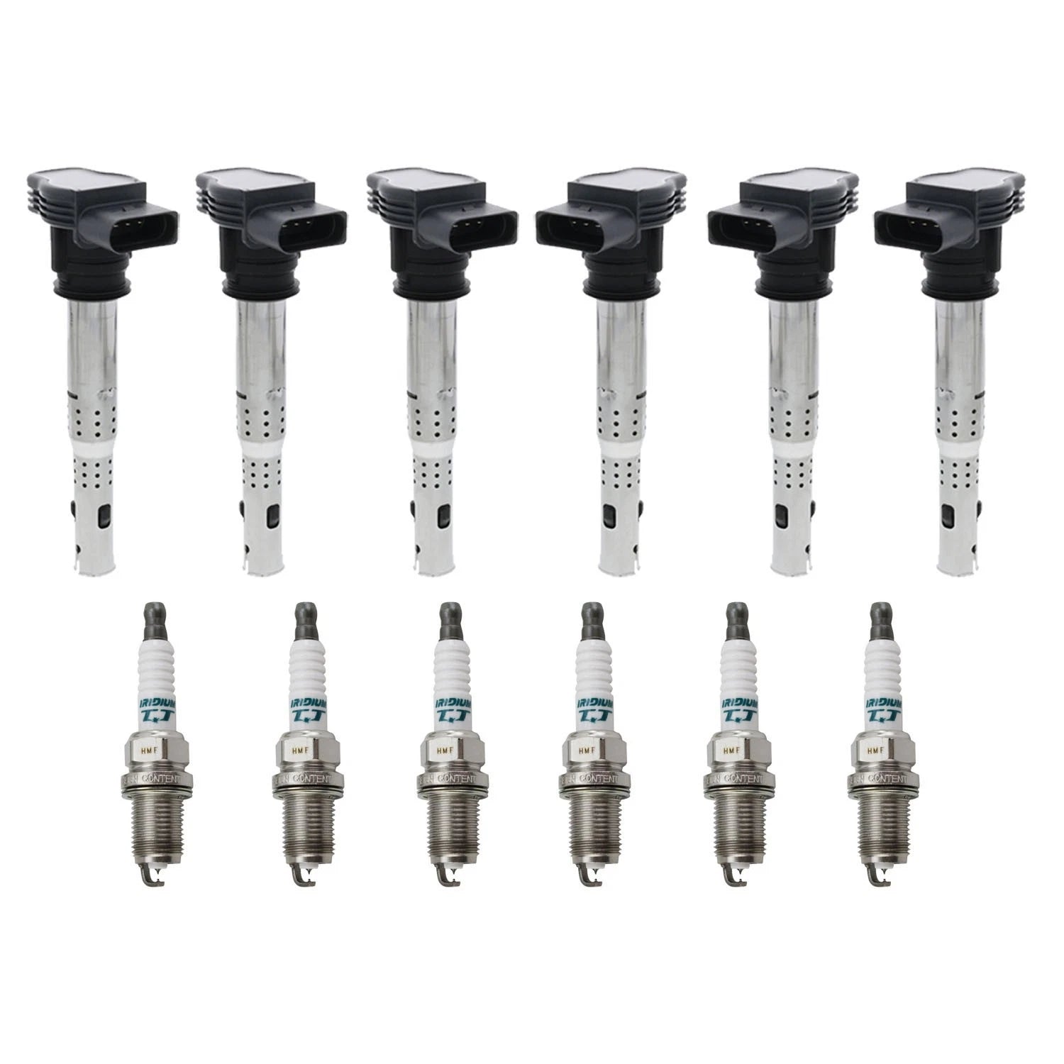 Set of 6 Ignition Coils & Denso Iridium TT Spark Plugs for Audi Q5 (2009)
