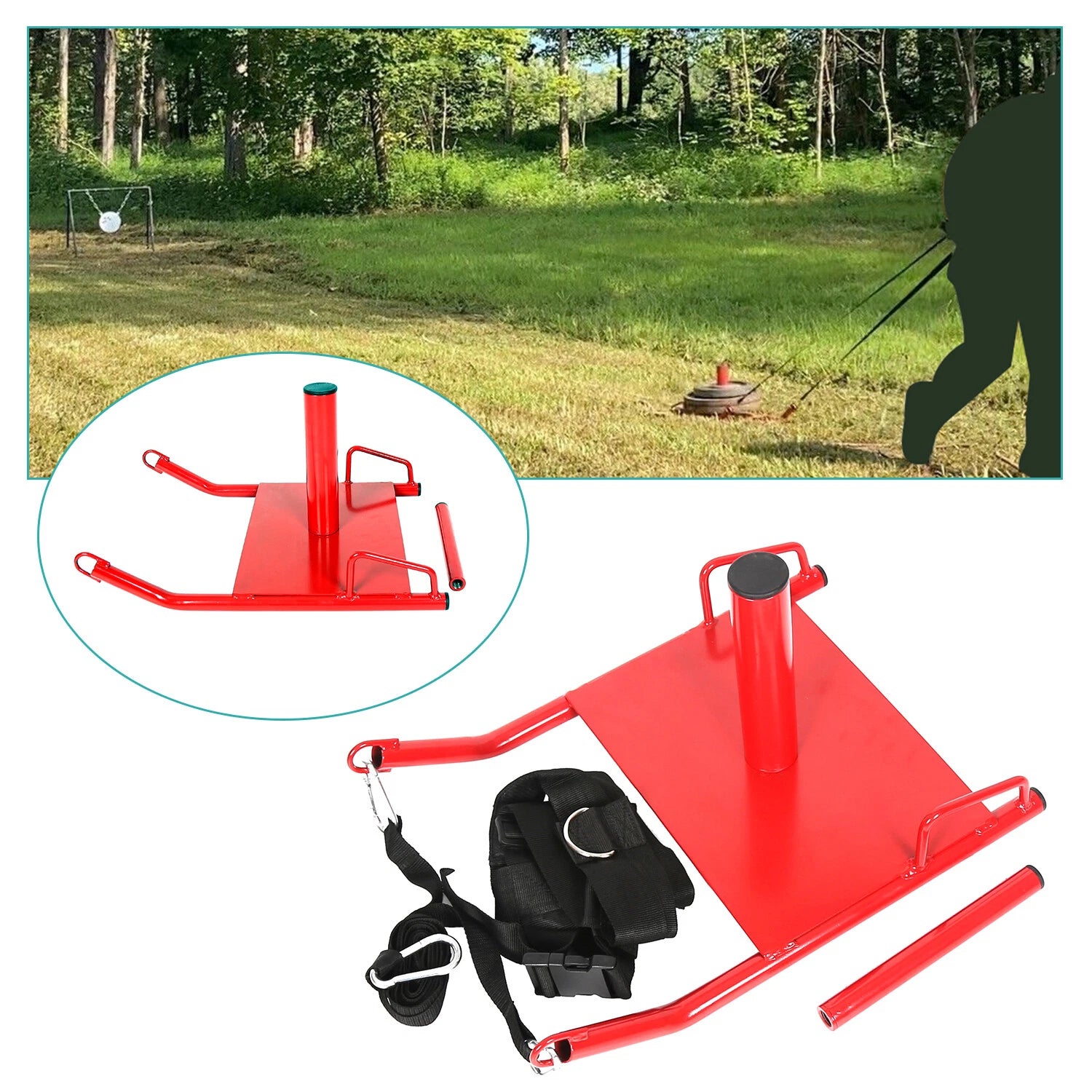 Heavy Duty Push Pull Sled with Harness for Fitness Training