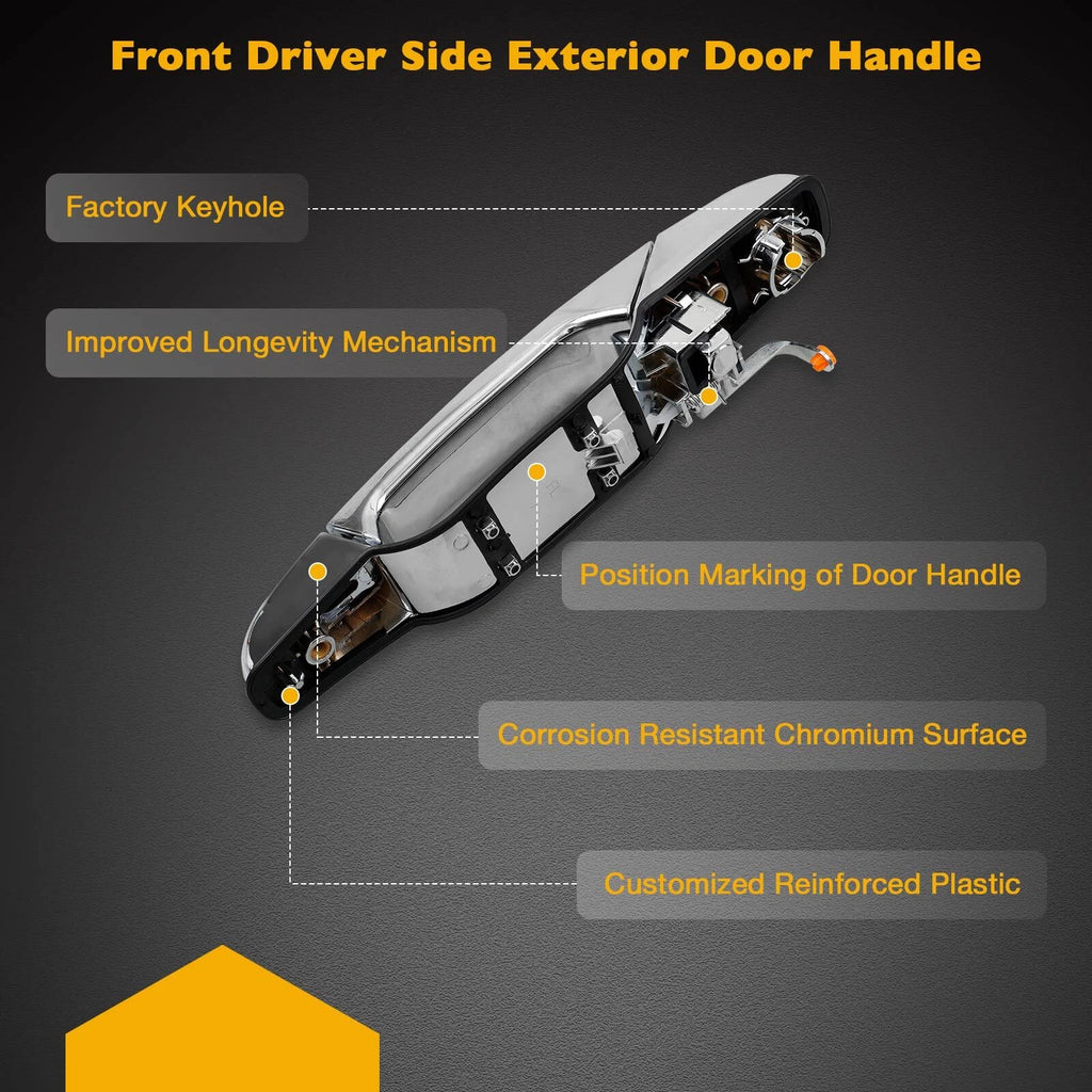 Exterior Door Handle Driver Side w/ Lock Cylinder for Chevy GMC Cadillac (2007–2013)