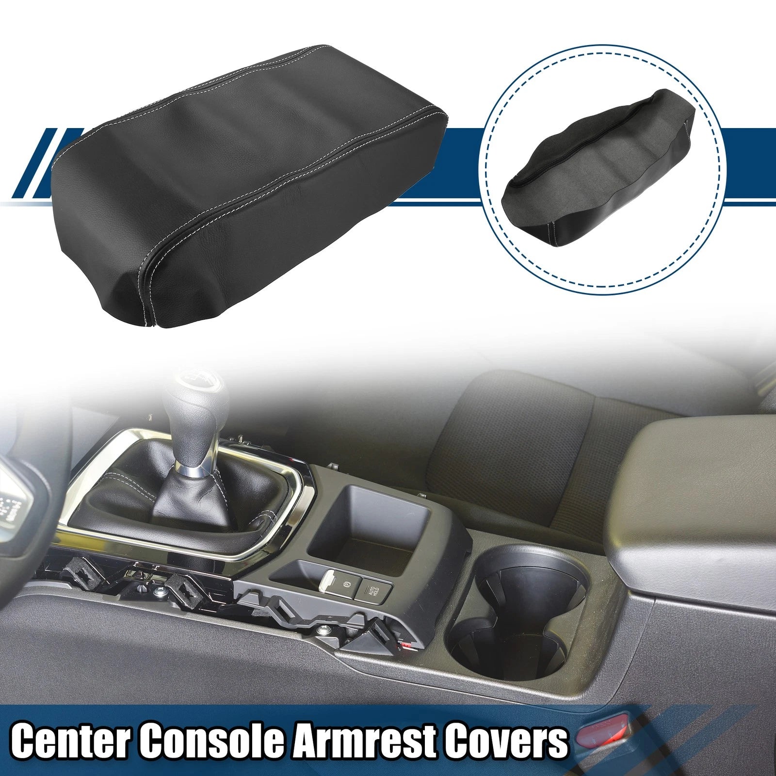 Center Console Armrest Covers for Nissan Pathfinder (2013–2020) Faux Leather Black Gray