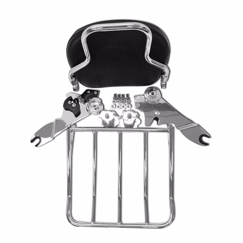 Adjustable Backrest Sissy Bar with Luggage Rack for Harley Touring (1994–2008)