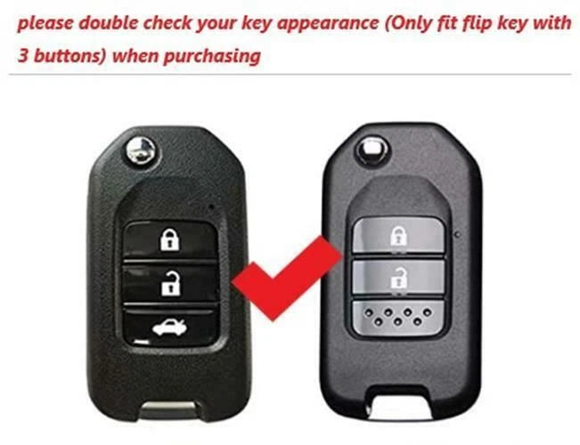 Carbon Fiber 3-Button Key Shell with Keychain for Honda (2013-2020)