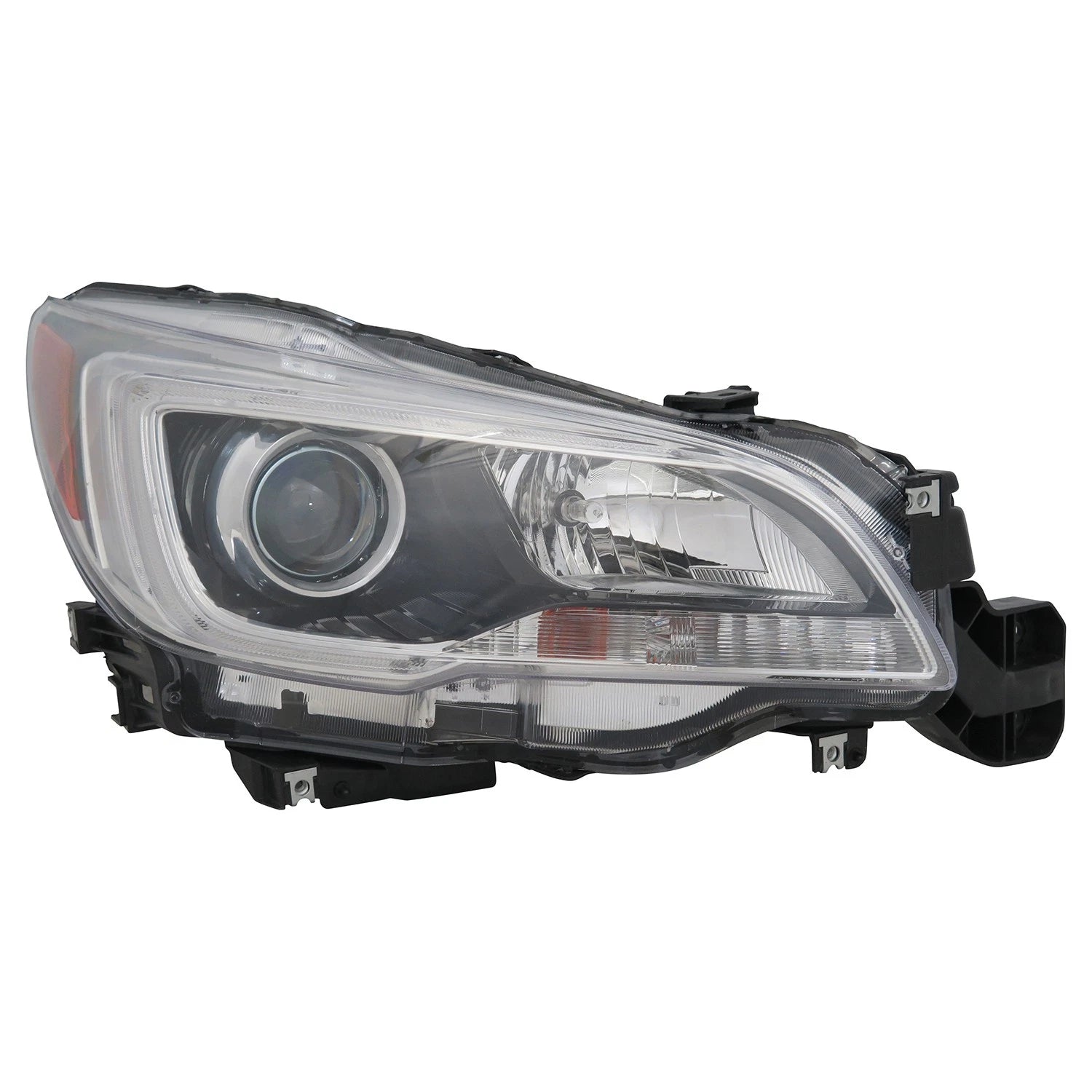 Replacement Passenger Halogen Headlight Assembly w/Black Bezel w/Chrome Trim