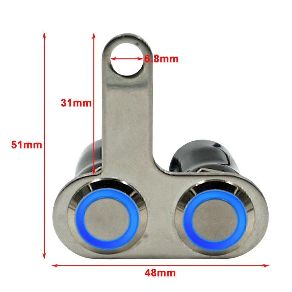 12V Red LED Motorcycle Handlebar Switch - Waterproof