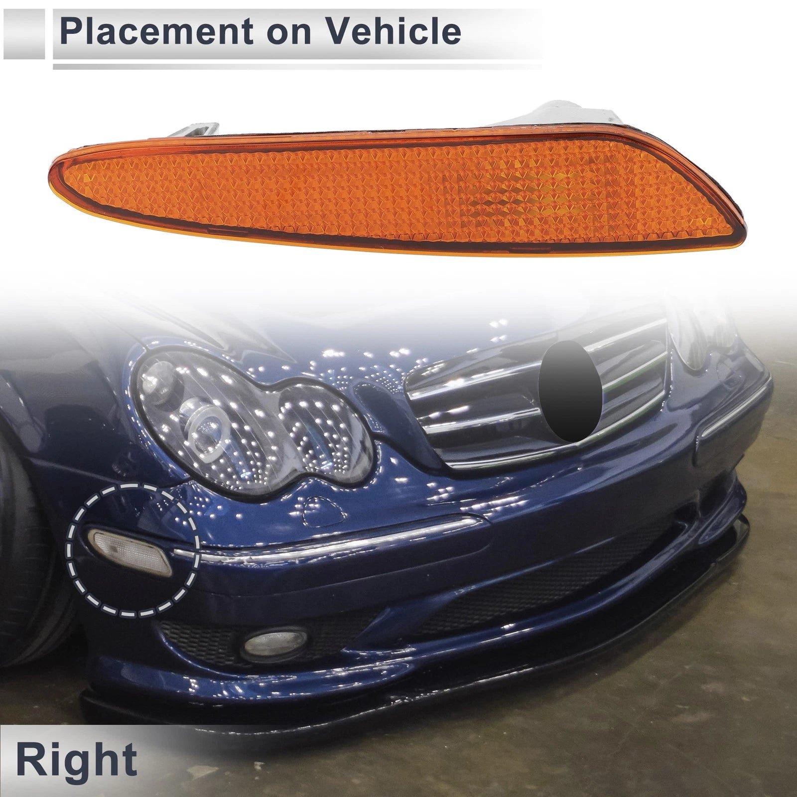 1 Pc Right Front Bumper Side Marker Light Cover for Mercedes-Benz (2003–2009)