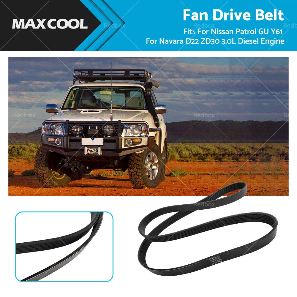 7PK1640 Fan Drive Belt for Nissan Patrol GU Y61, Navara D22 Diesel (2000–2023)
