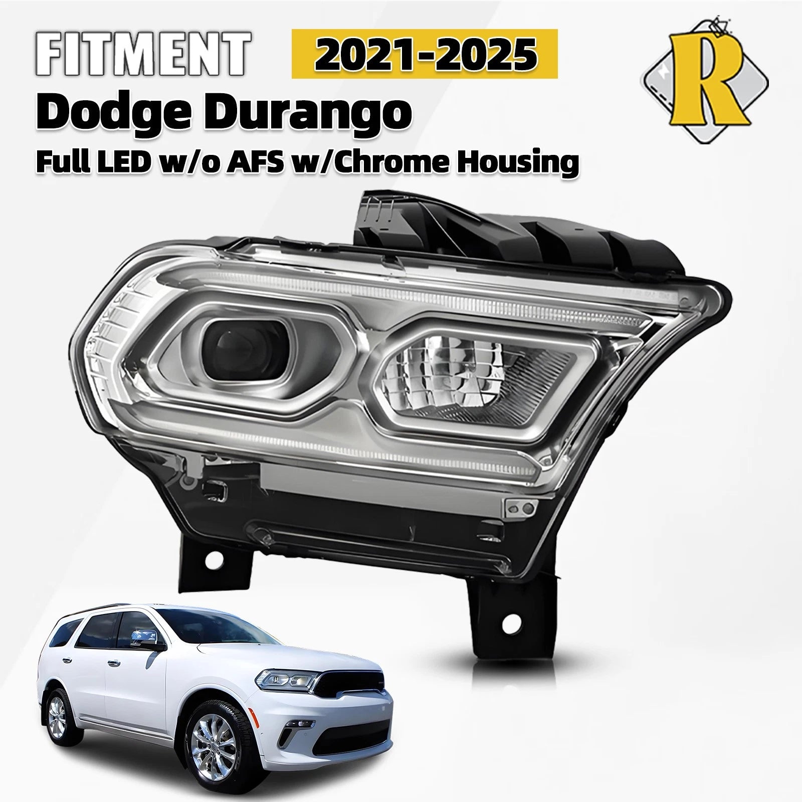 Full LED Projector Headlight for Dodge Durango (2021–2025) Chrome Right
