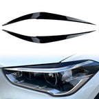 2X Glossy Black ABS Headlight Eyebrow Eyelid Trim for BMW X1 F48 (2016–2020)