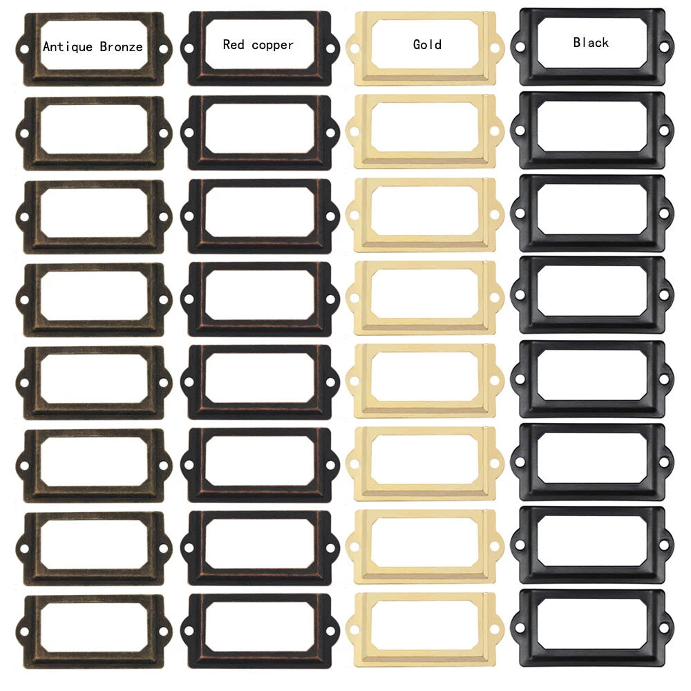 Set of 12 Zinc Alloy Drawer Cabinet Label Pull Handles