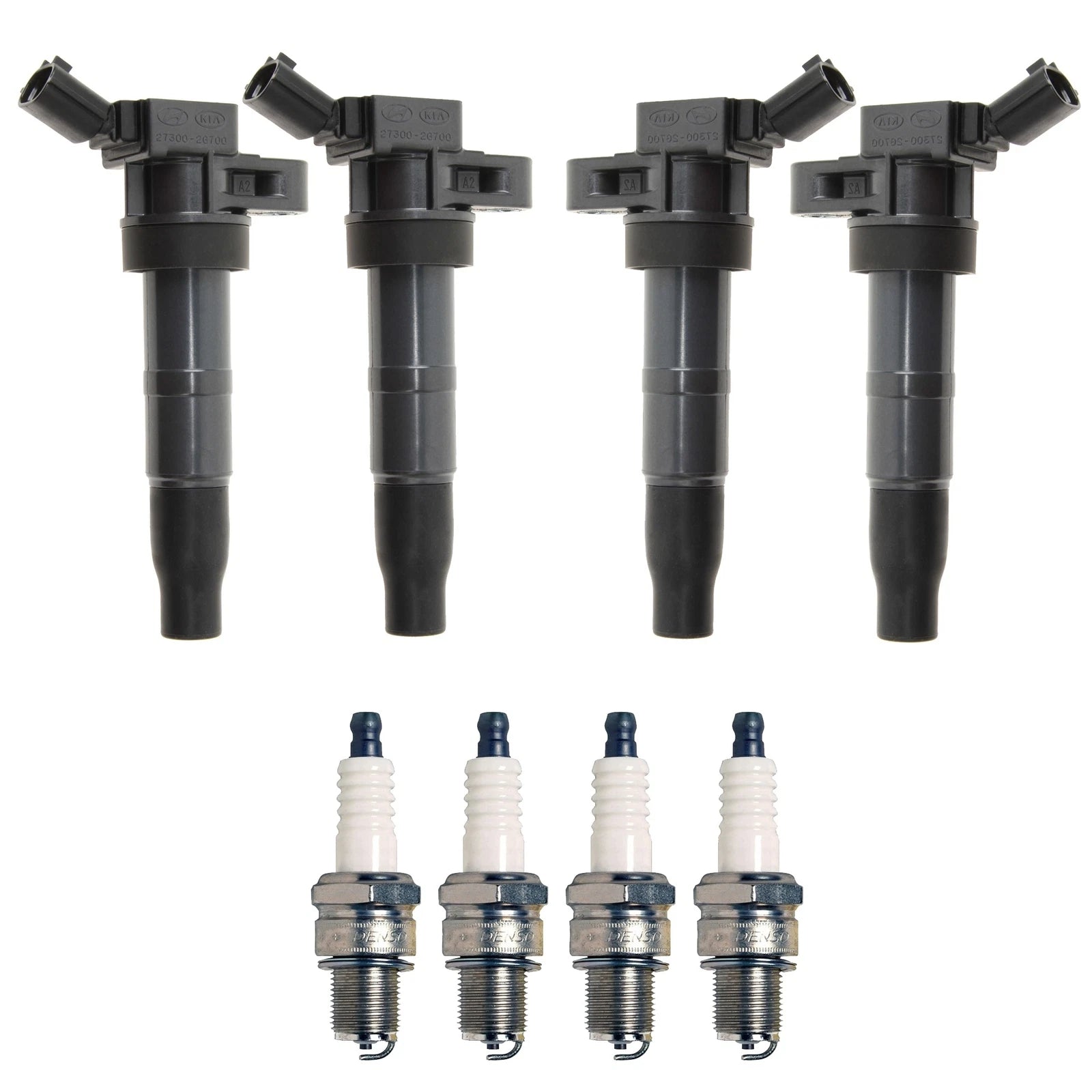 Set of 4 Ignition Coils & Spark Plugs for Hyundai Kia