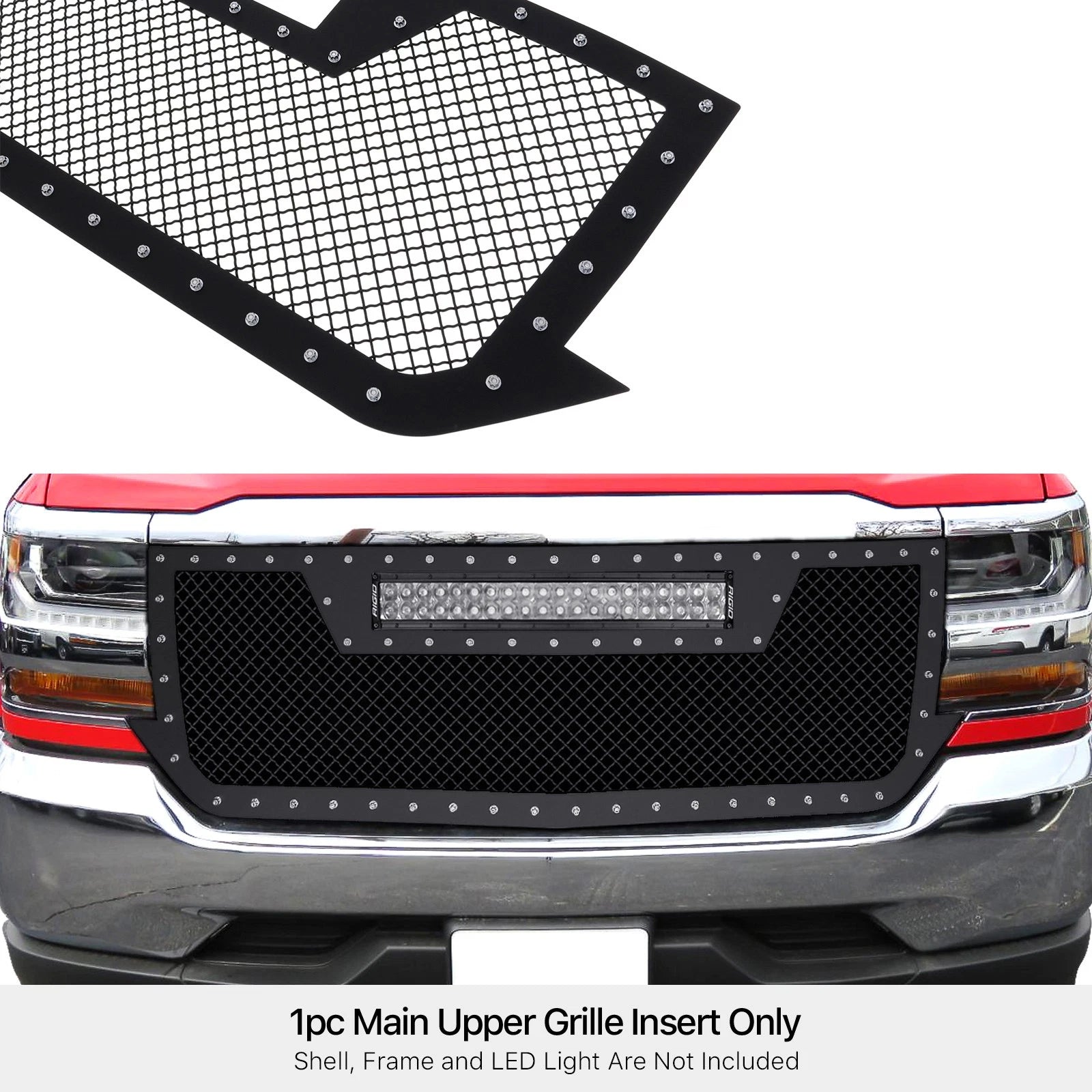 Upper Black Rivets Mesh Grille for Chevy Silverado 1500 (2016-2019)