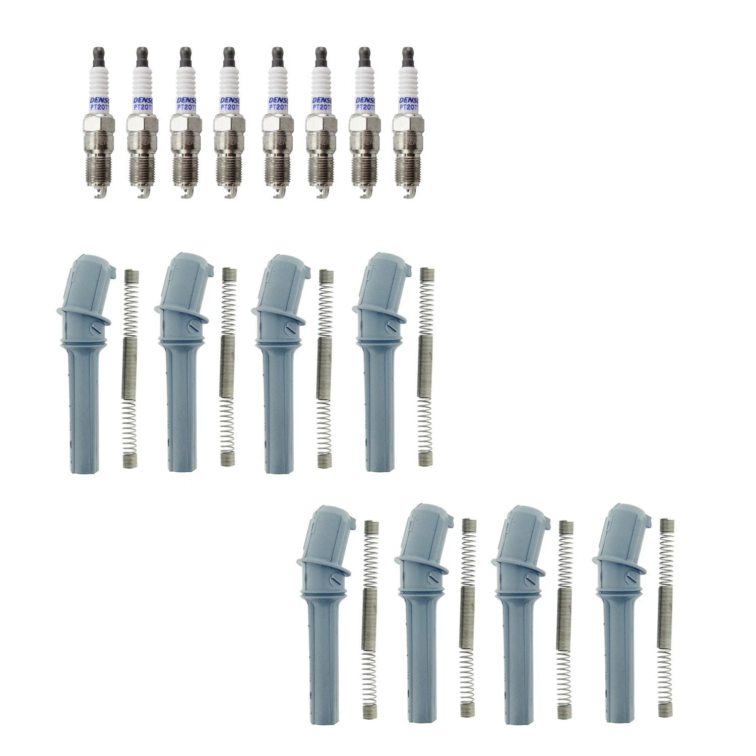 Denso 8 Platinum TT Spark Plugs & NGK Ignition Coil Boots Kit for E-150 (2003–2005)