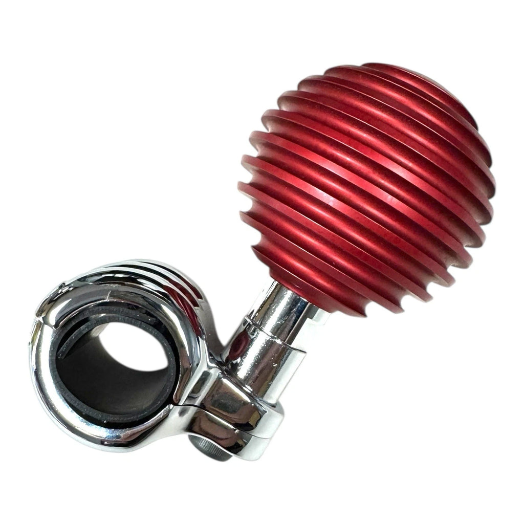 Steering Wheel Spinner Suicide Knob for Red Grooved Atomic Aluminum (Universal)