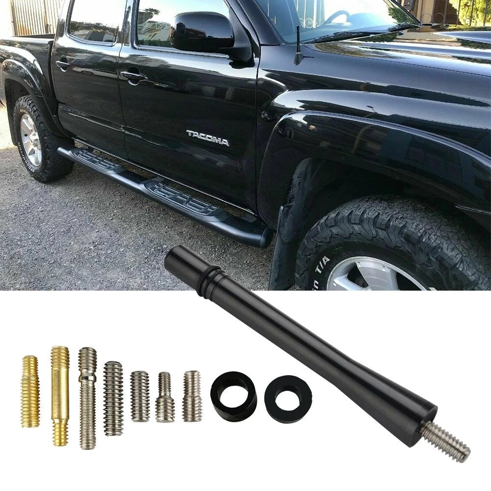 4-Inch Short Antenna for Universal Cars - Black Aluminum AM/FM