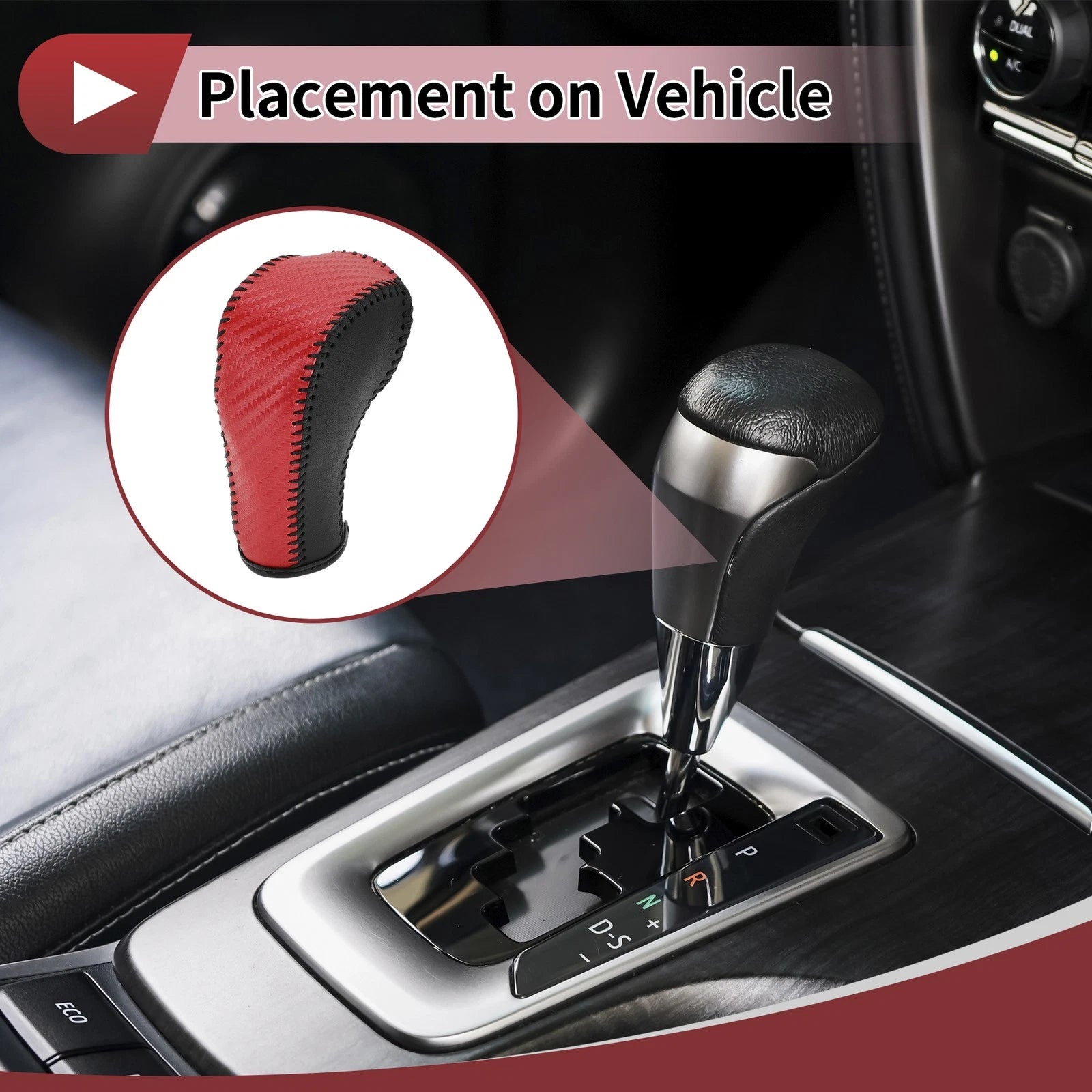 Red Carbon Fiber Gear Shift Knob Cover for Chevrolet Cruze (2011–2019)