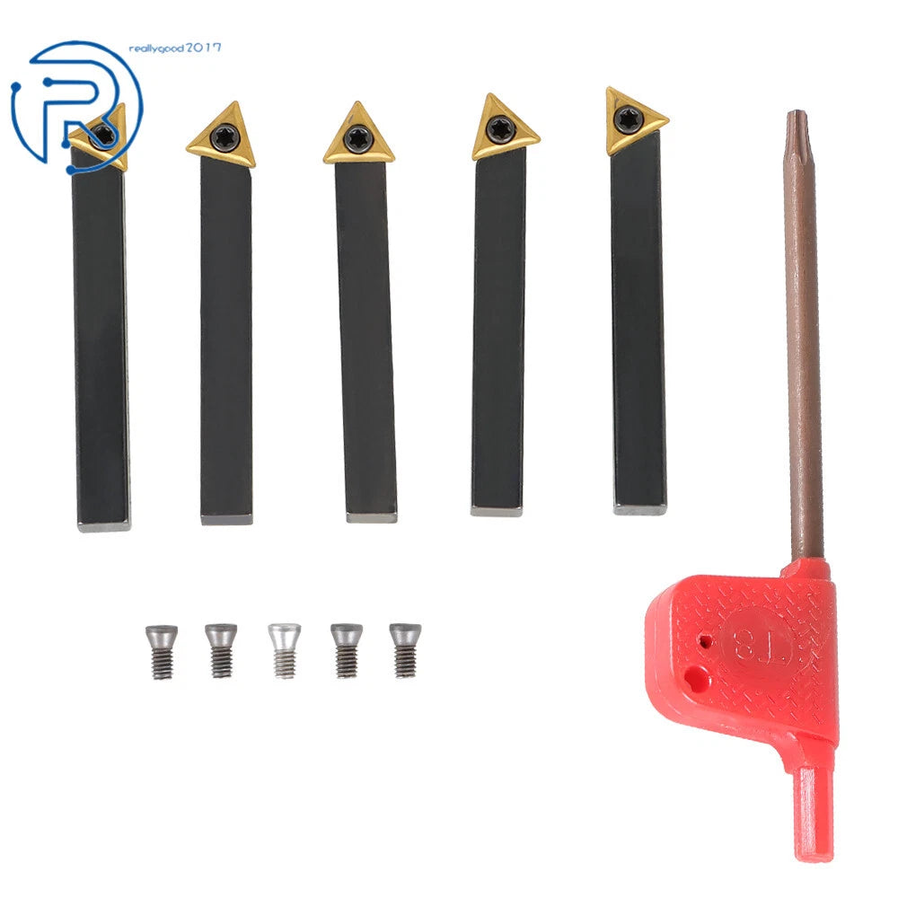 Set of 5 Carbide Indexable Turning Tools for Lathes 
