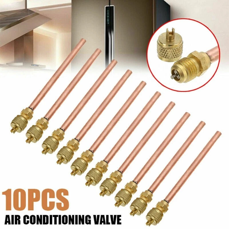10 Pcs Access Valves Copper Tube for Air Conditioner Refrigeration
