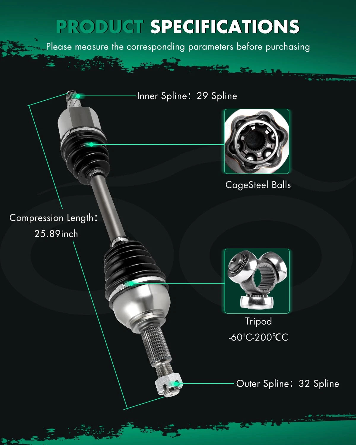 Front Left CV Axle Assembly for Nissan Maxima (2016–2019), Altima (2015–2018) 3.5L
