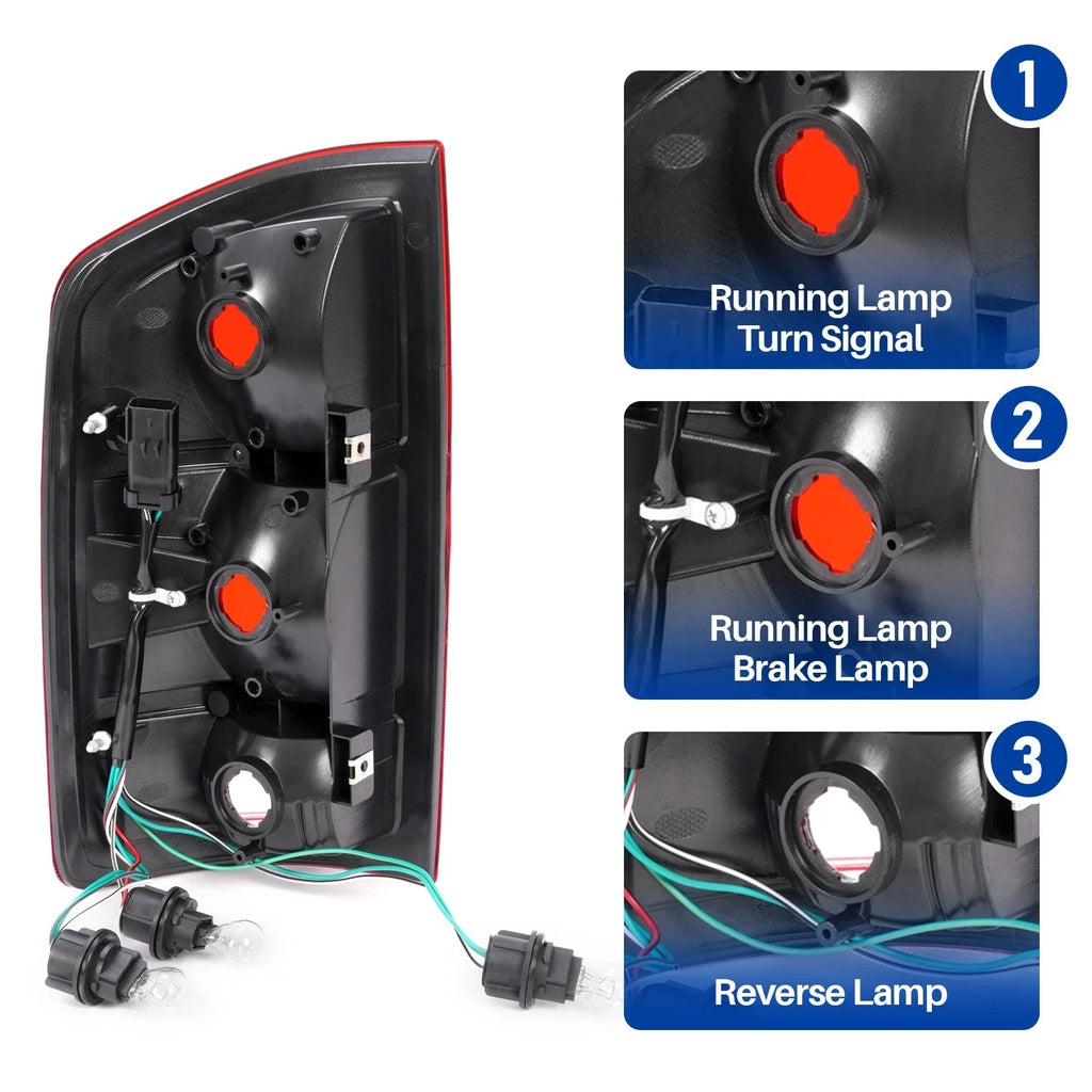 Tail Lights Brake Lamps Kit with Bulbs for Dodge Ram 1500 2500 3500 (2002–2006)