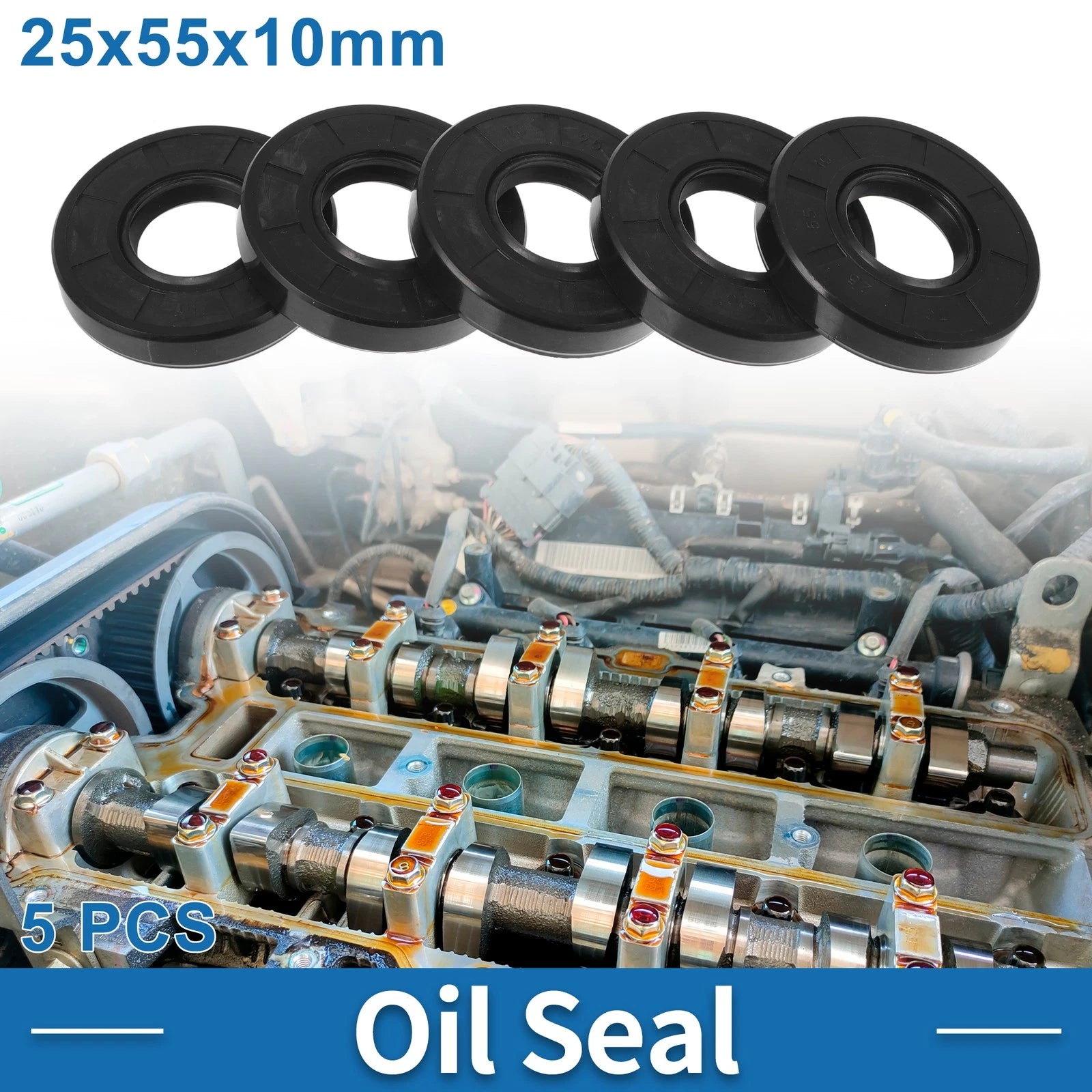 Set of 5 Oil Seal Rotary Shaft Seals for Various Models (25x55x10mm)