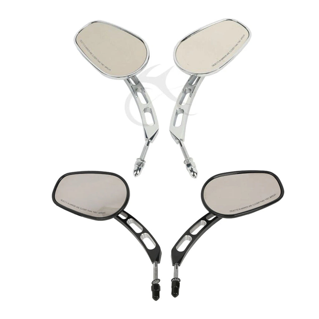 Set of 2 Black/Chrome 8mm Rearview Mirrors for Harley Fat Bob Softail Deluxe (2008–2016)
