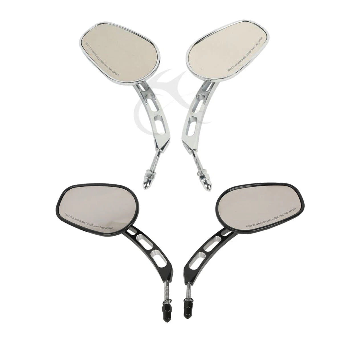 Set of 2 Black/Chrome 8mm Rearview Mirrors for Harley Fat Bob Softail Deluxe (2008–2016)