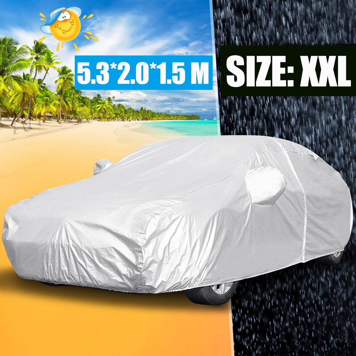 Universal Fit Waterproof Car Cover for Outdoor Use (209" x 79" x 59")