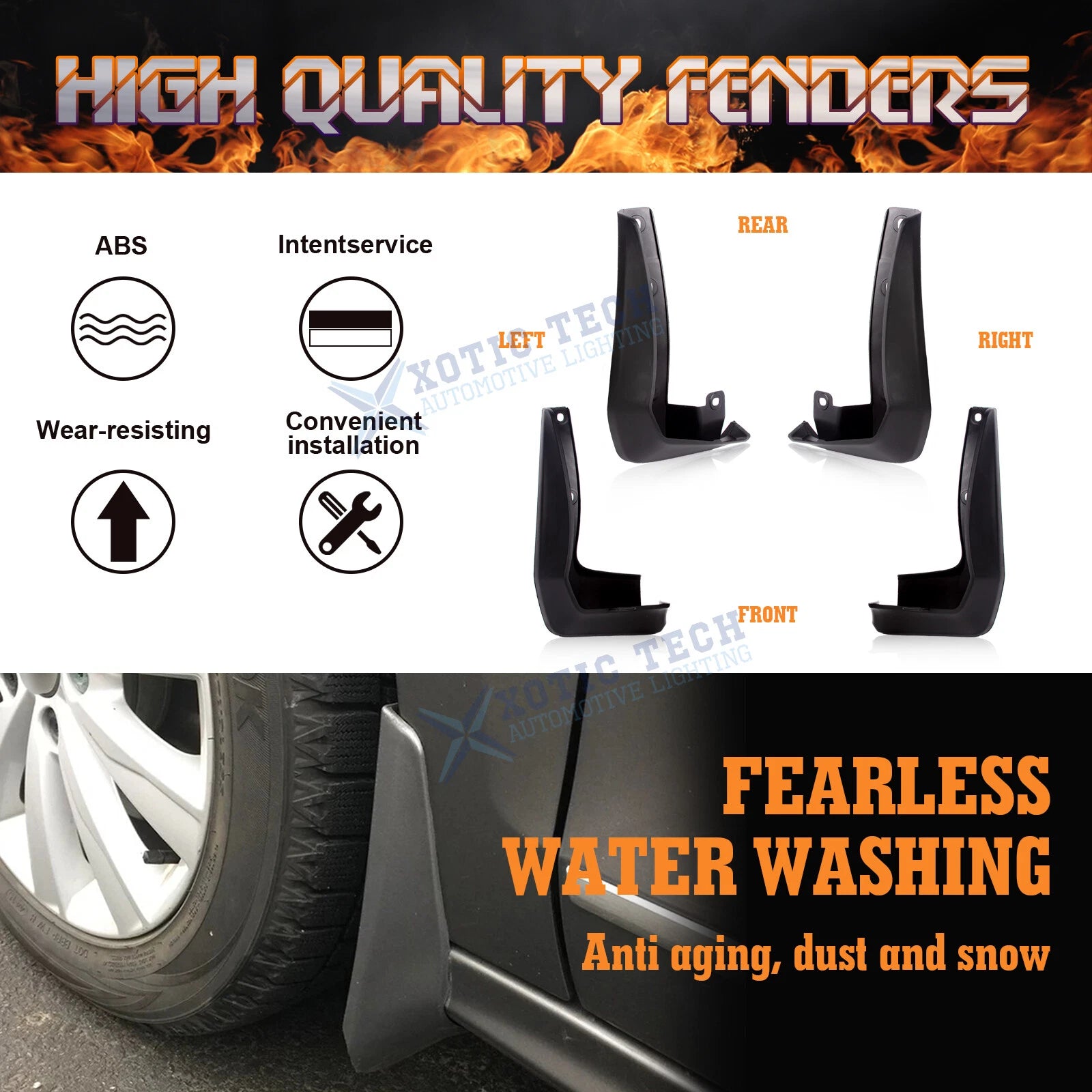 4PCS Front & Rear Mud Flaps for Honda Civic Sedan (2016-2021)