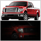 LED Halo Rings for Ford F150 (2009–2014) Chrome Amber Projector Headlight