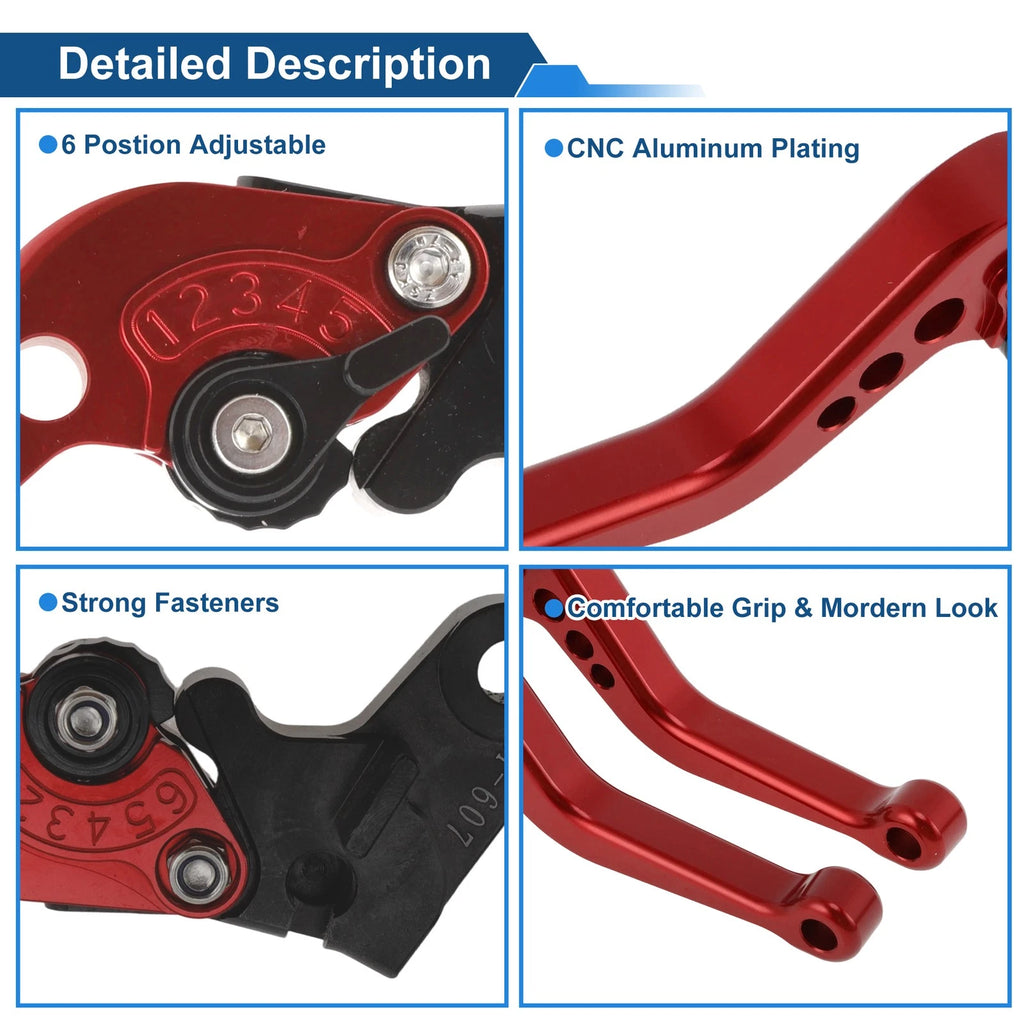 Adjustable Short Brake Clutch Levers 1 Pair for Honda CBF600/SA (2010–2013) Red