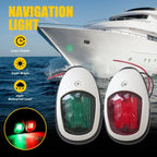 2X Waterproof Red & Green 8 LED Navigation Lights for Boat Pontoon (N/A)