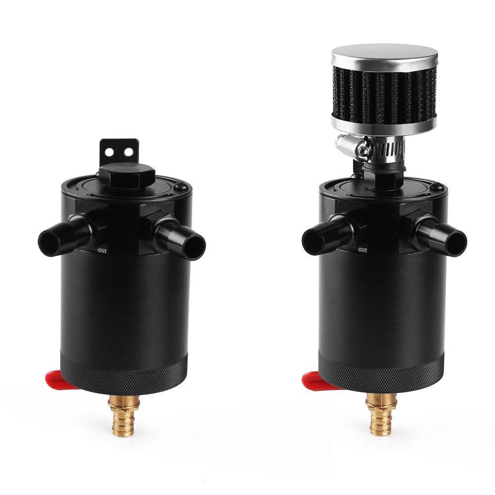 Oil Catch Can Separator with Breather Filter and Drain Valve 2-Port