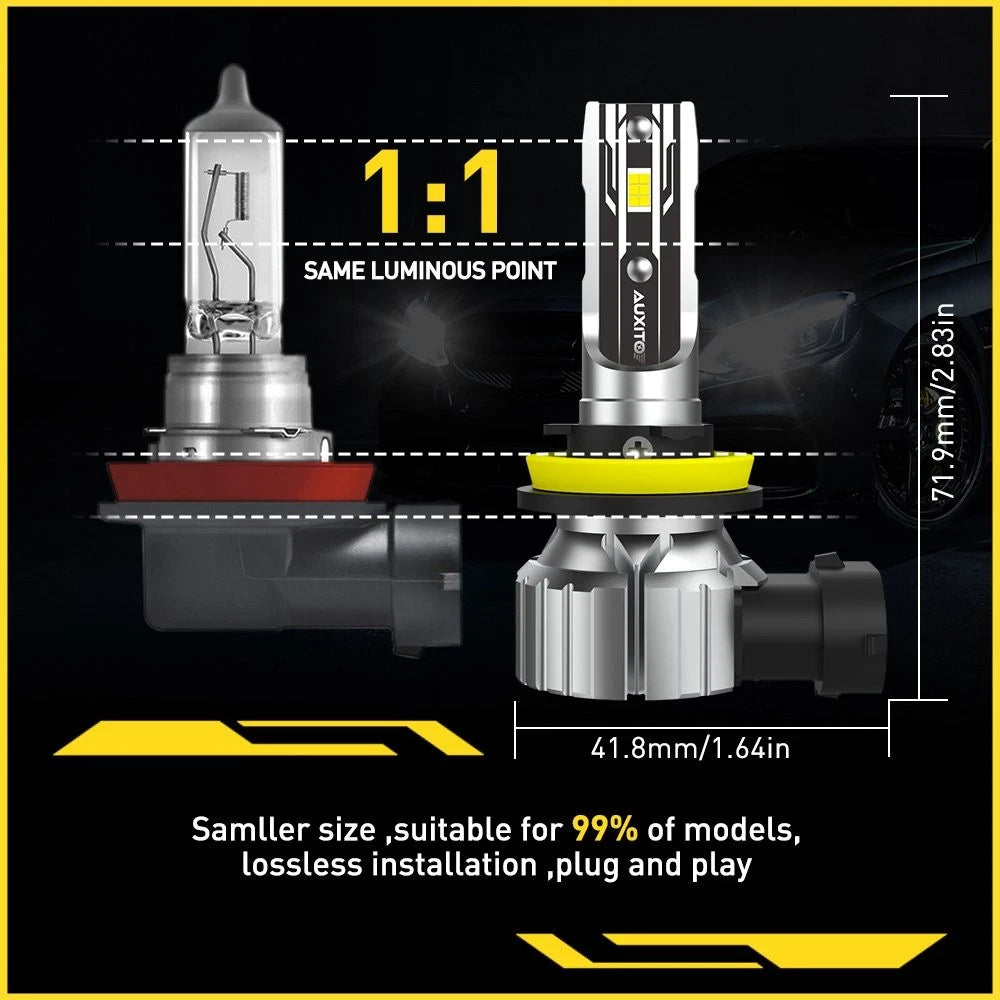 H11 LED Headlight Bulb Kit for High/Low Beam (6500K, 40000LM)