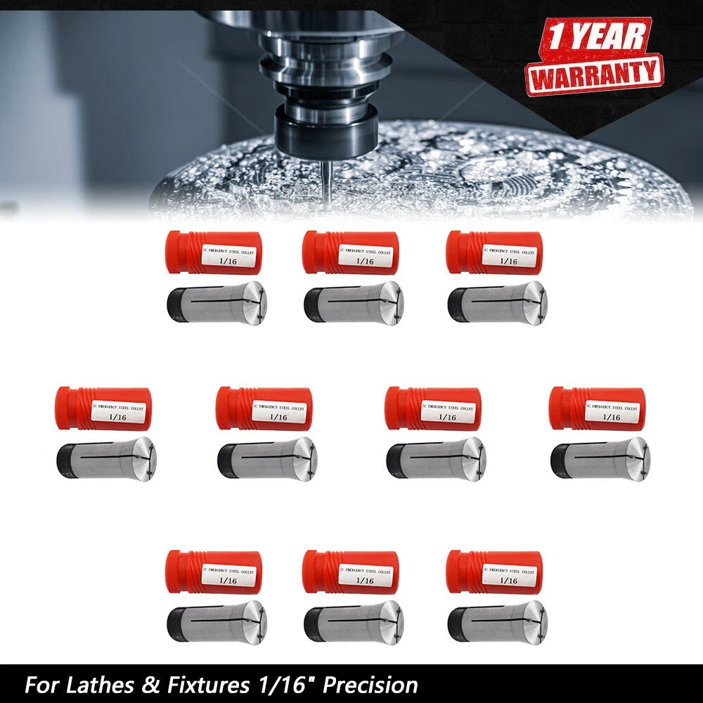 10x Steel Collet 1/16" for Lathes & Fixtures