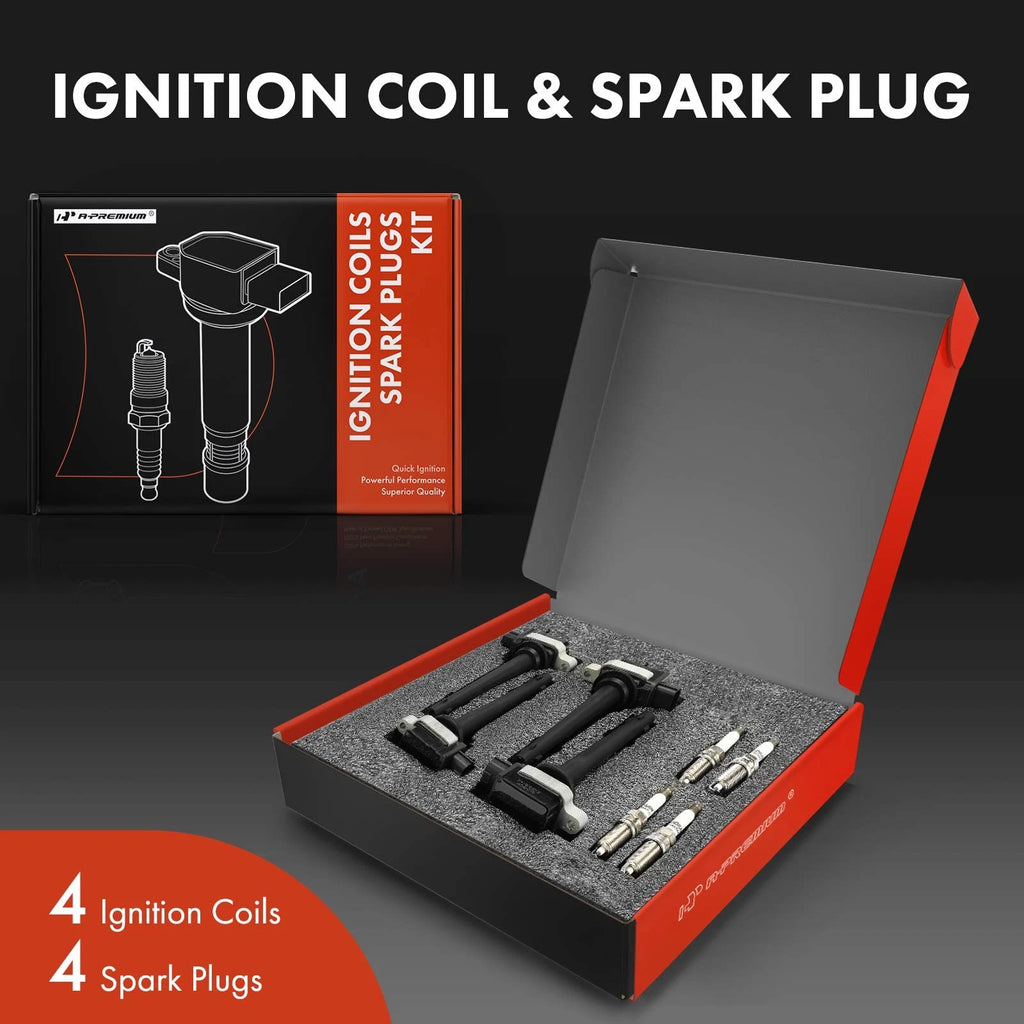 Set of 4 Ignition Coils & 4 Iridium Spark Plugs for Nissan Sentra (2007–2009)