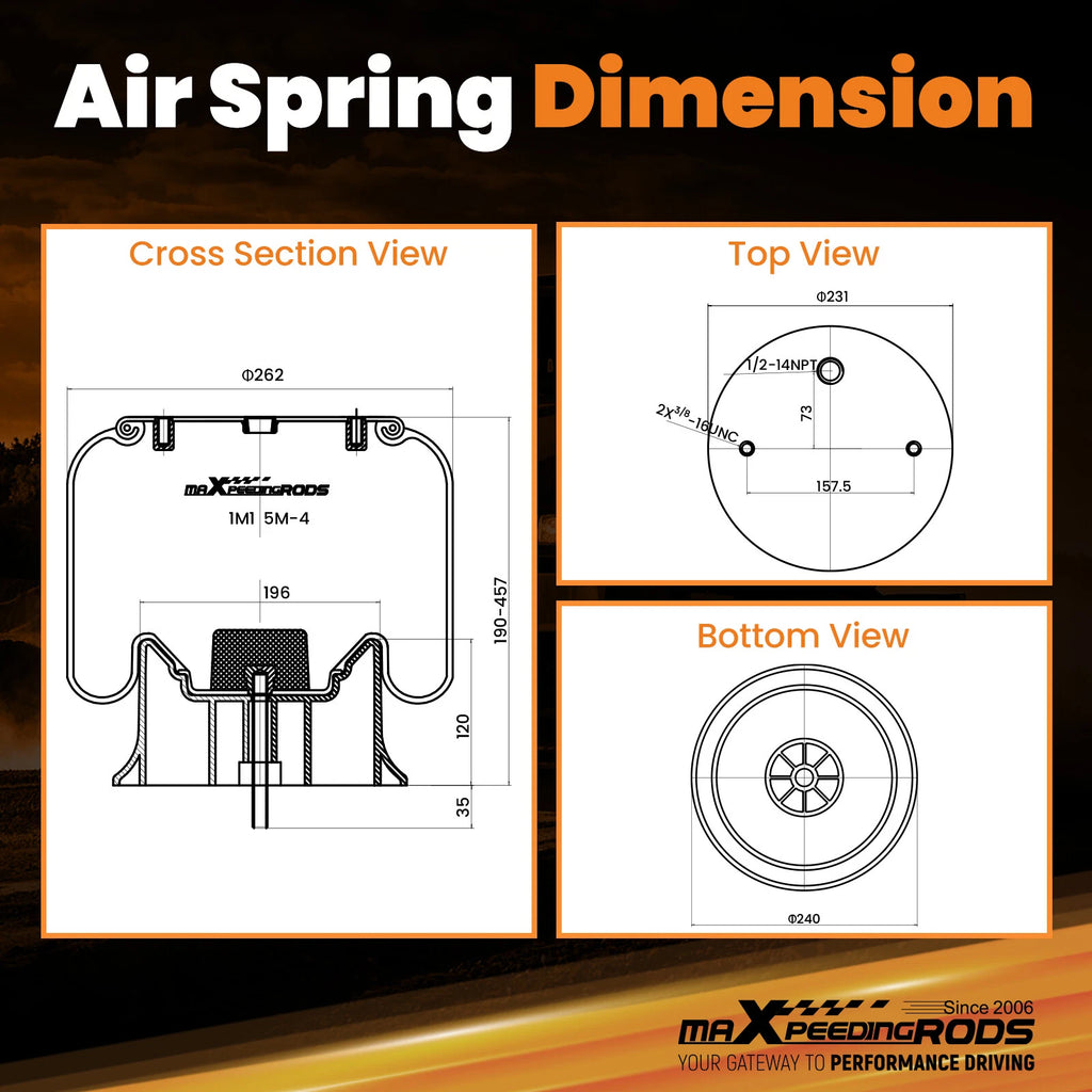Air Suspension Spring Bags for Goodyear 1R12-1204, Firestone W01-703-881