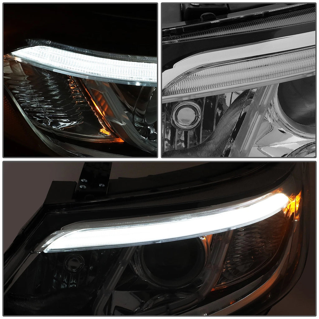 Pair LED DRL Bar Chrome Projector Headlights for Kia Sorento (2014–2015)
