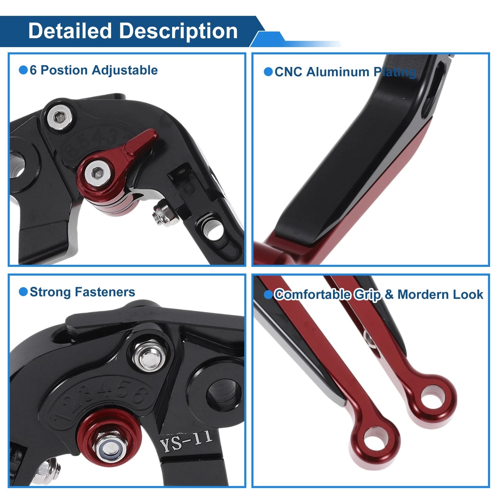 Adjustable Brake Clutch Levers for Honda X11 (1999–2002) Black Red