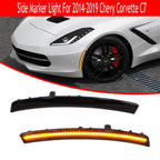 2X Smoke Lens Amber LED Front Side Marker Light for Chevy Corvette C7 (2014–2019)