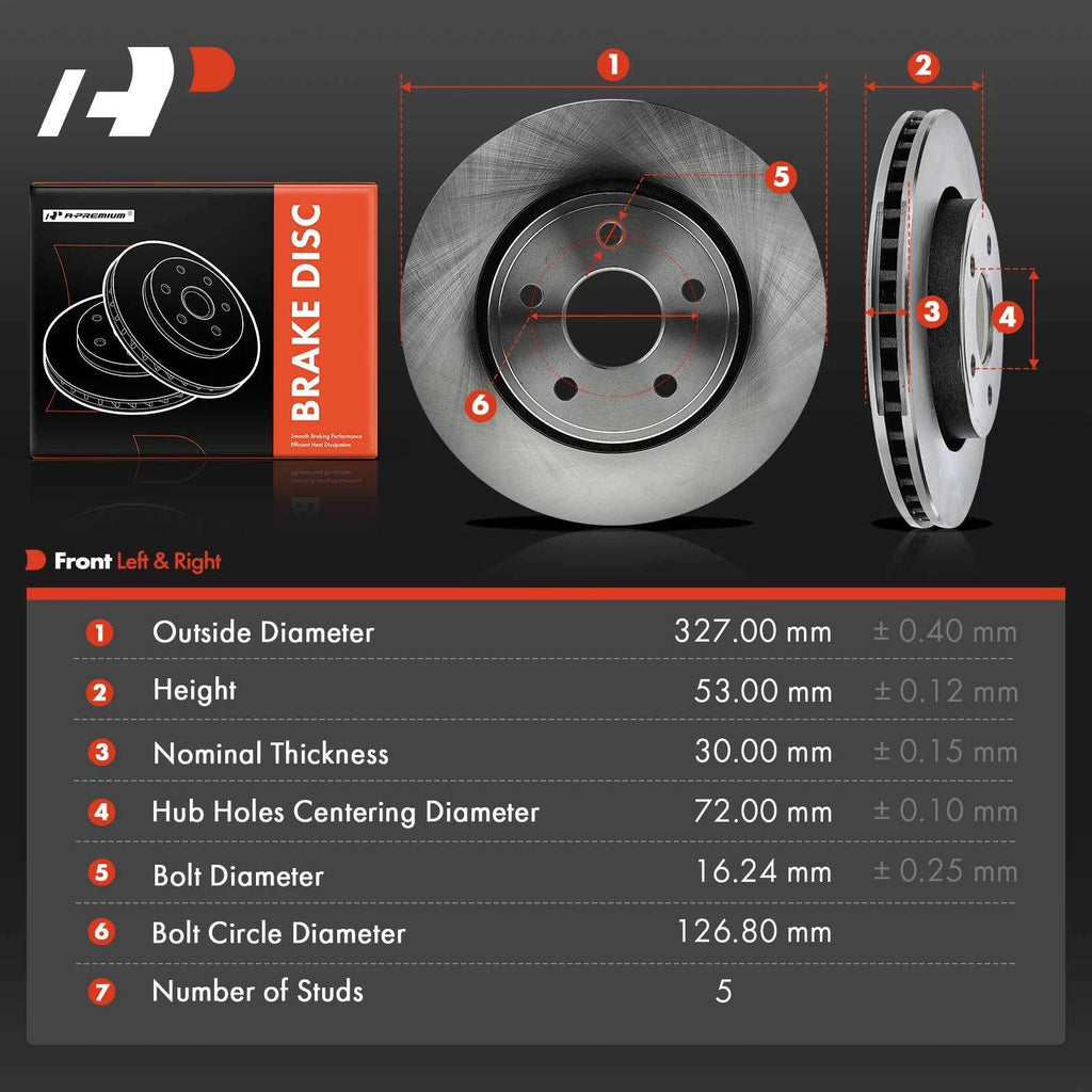 Front Disc Brake Rotors for Jeep Commander (2006–2010) Grand Cherokee (2005–2010)