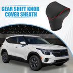 Automatic Gear Shift Knob Cover for Kia Seltos (2021–2023) Black Red Stitches