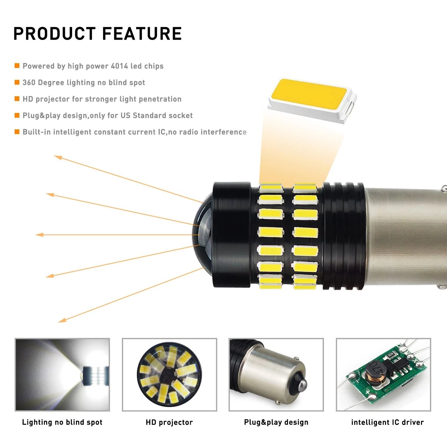 2X LED Reverse Backup Light Bulbs for AUXITO 1156 7506 (6000K)