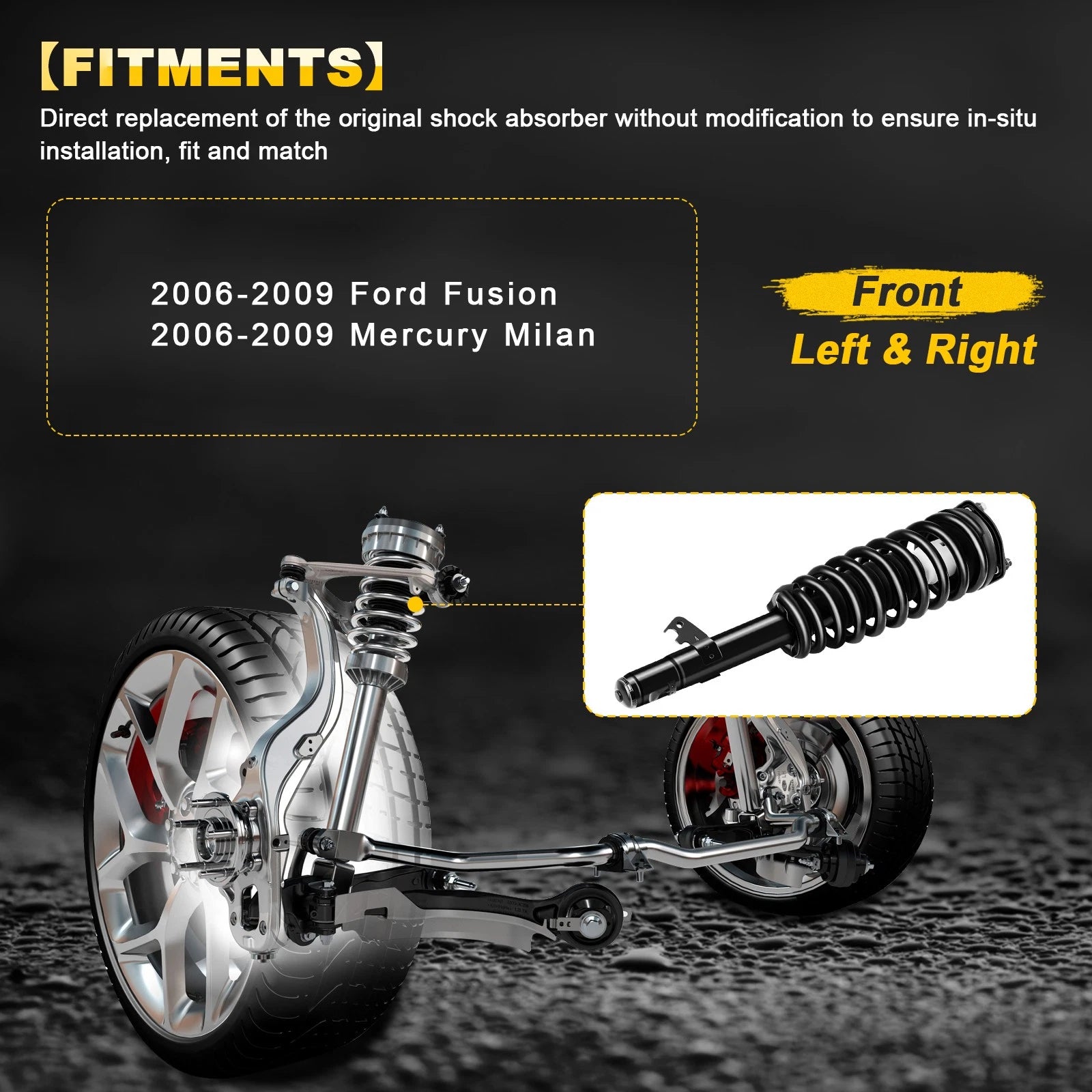 Set of 2 Complete Struts for Ford Fusion & Mercury Milan (2006–2009)