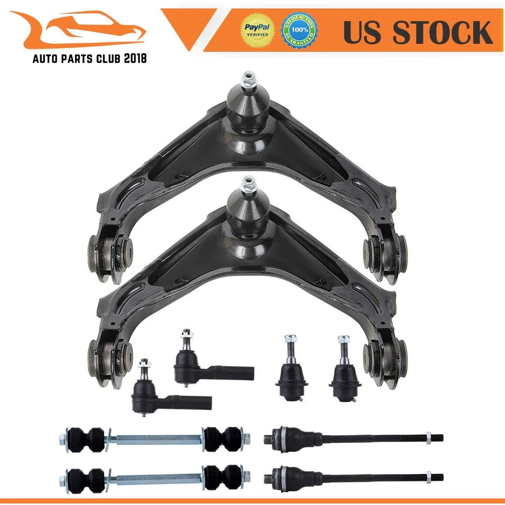 10Pc Front Control Arms Sway Bars Ball Joints for GMC Sierra Chevrolet Silverado (2007–2018)