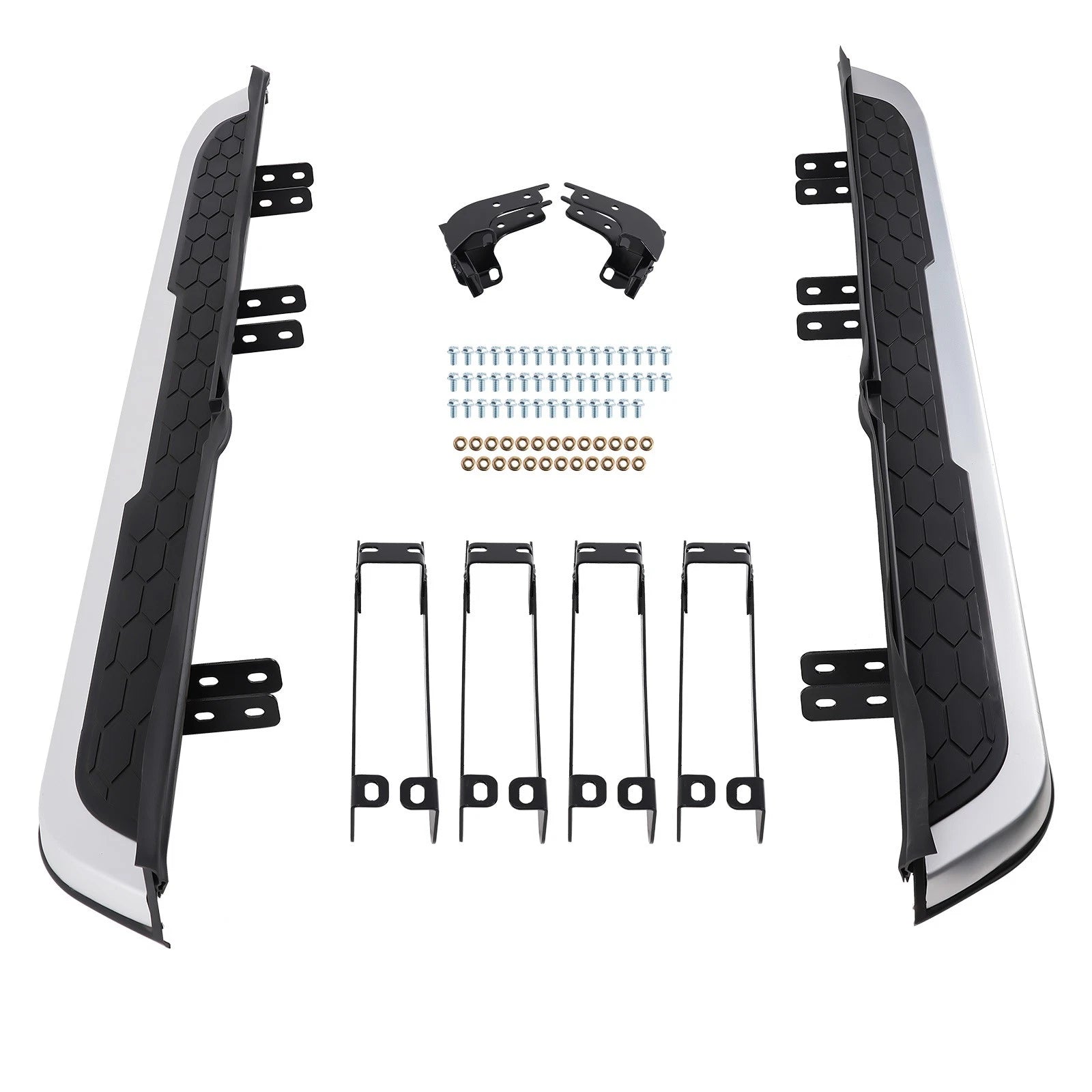 Set of 2 Running Board Side Step Bars for Honda CR-V (2017-2022) Black Silver