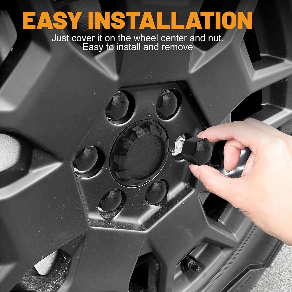 Set of 4 Wheel Center Caps & 24 Lug Nut Covers for Tesla Cybertruck (2023)