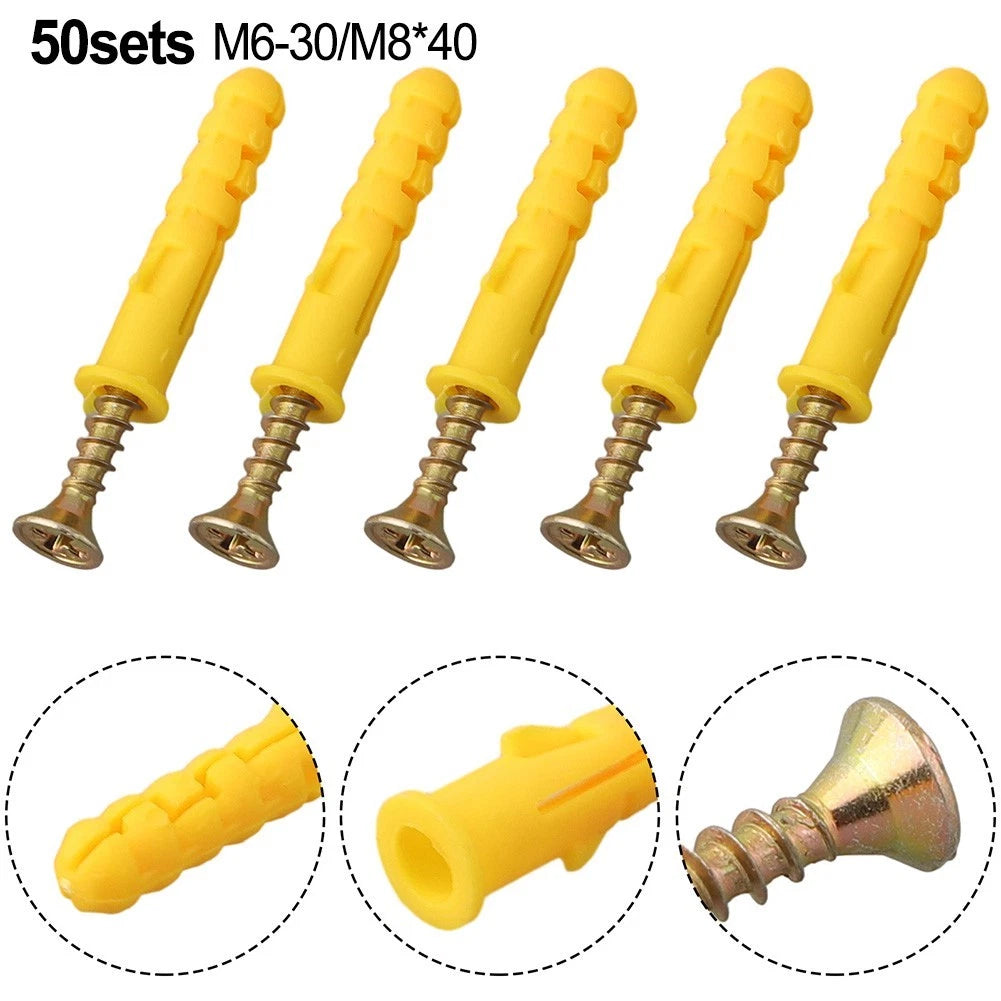 50Pcs Stainless Steel Expansion Screws and Wall Anchors for Universal Use