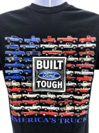 Ford Truck T-Shirt Black Built Ford Tough American Flag for Ford F-Series (1999–2024)